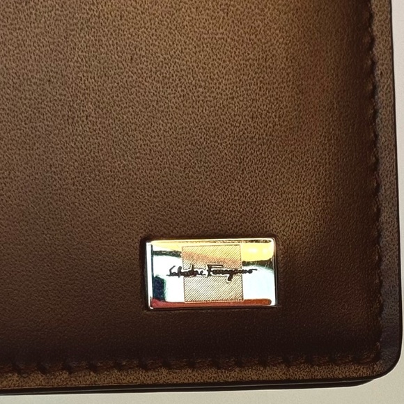 Salvatore Ferragamo Ganchini Leather Dark Brown Long Billfold Wallet - Picture 6 of 13